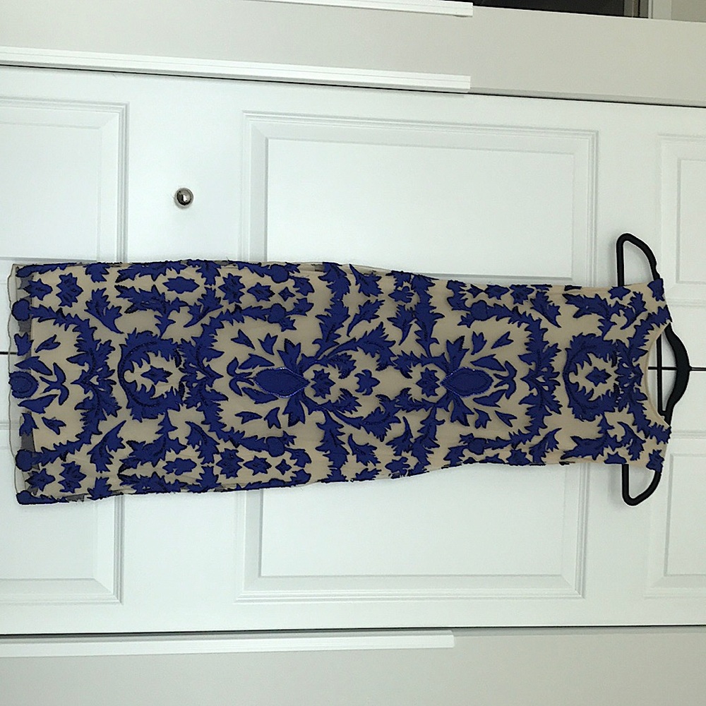 Alice and Olivia Tamika Royal Blue & Nude Dress